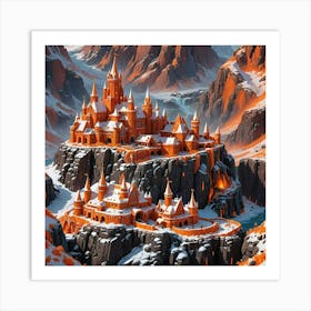 Orange Castle In The Snow Art Print