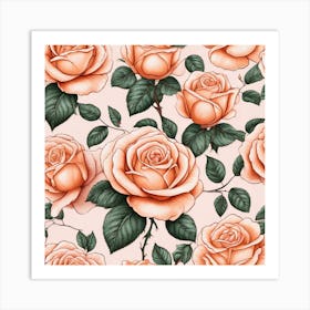 Peach Roses 12 Art Print