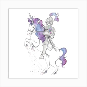 Unicorn Knight Square Art Print