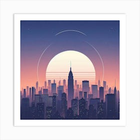 Sunset In New York City Art Print