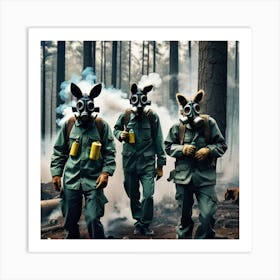 Gas Masks In The Forest 12 Art Print