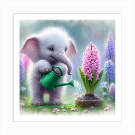 Watering Elephant 1 Art Print