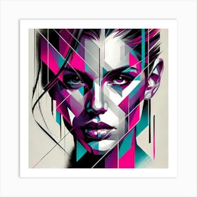 Deconstructed face With Futuristic And Emotional Painting Art Print