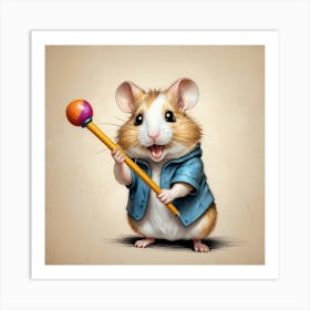 Hamster Playing Drums Art Print