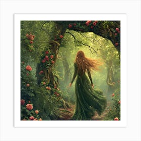 Nordic Woman Surrounded By Nature Art Print