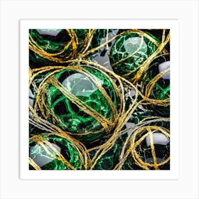 Green Marble and Gold 2 Art Print