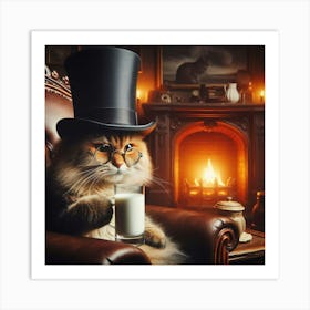 Cat In Top Hat 4 Art Print