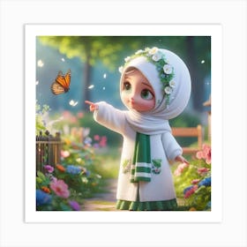 Muslim Girl With Butterfly 2 Art Print