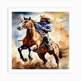 Cowboy Riding A Horse 1 Art Print