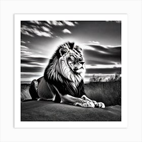 Lion In Black And White Art Print