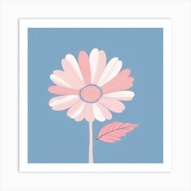 A White And Pink Flower In Minimalist Style Square Composition 466 Art Print