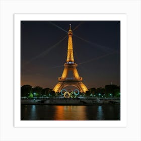 Eiffel Tower At Night 1 Art Print