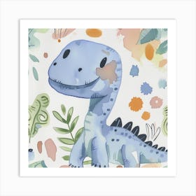 Cute Muted Pastels Giganotosaurus Dinosaur 1 Art Print