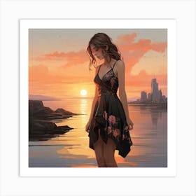 Sunset Girl Art Print