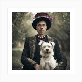 Portrait Of A Man And His Dog Art Print