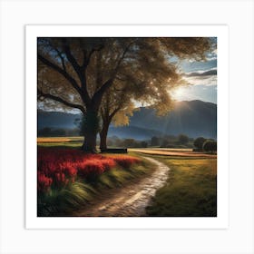 Sunset In A Field Art Print