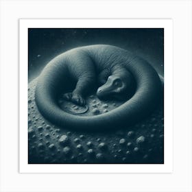 Lizard Sleeping On The Moon Art Print