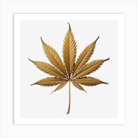 Golden Marijuana Leaf Art Print