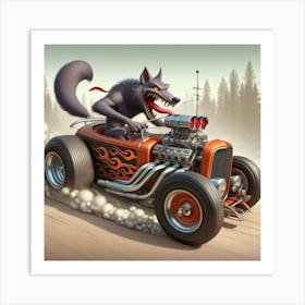 Wolf In A Car 2 Art Print