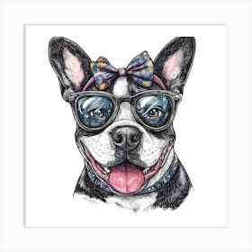 Boston Terrier Dog With Sunglasses Art Print