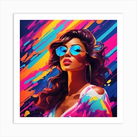 Psychedelic Girl With Sunglasses Art Print