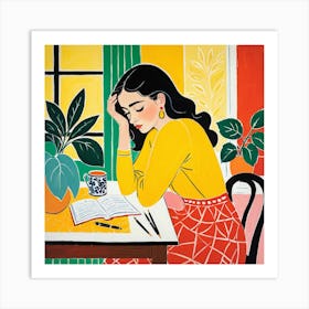 Woman Reading A Book 5 Art Print