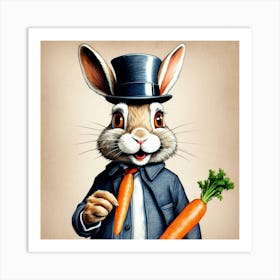 Rabbit In Top Hat 13 Art Print