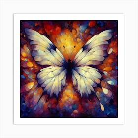 Modern Art Butterfly Over Abstract Art Print