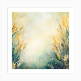 Watercolor Background With Flowers Art Print