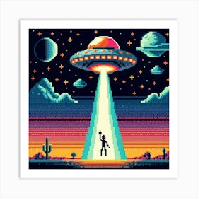 8-bit alien abduction 2 Art Print