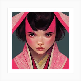 Kimono Girl Square Art Print