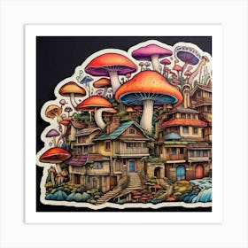Mushroom City 1 Art Print