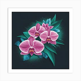 Orchids On A Black Background Art Print