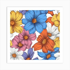 Seamless Floral Pattern 4 Art Print