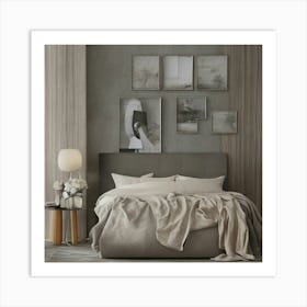 Grey And White Bedroom Art Print