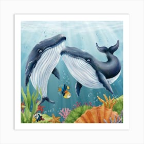 Whale Choir Underwater Concert Print Art Art Print