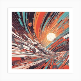 Mars Is Walking Down A Long Path, In The Style Of Bold And Colorful Graphic Design, David , Rainbow (3) Art Print