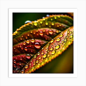 Dewdrops On A Leaf AI Art Print