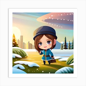 Girl In The Snow Art Print