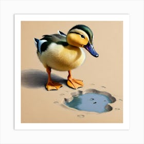 Duck In A Puddle Art Print