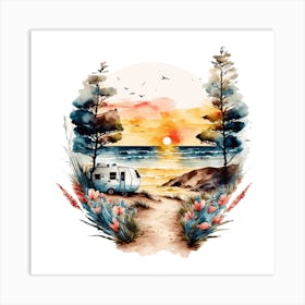 Watercolor Camper Art Print