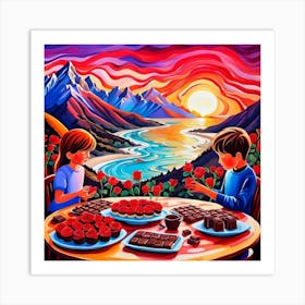 Chocolate in The Table Beautiful Landscape Art Print