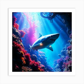 Shark In The Sea Art Print