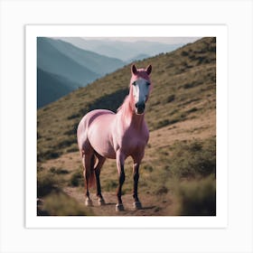 A Pink Horse in a Meadow Art Print