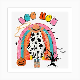 Boo How Retro Rainbow Cowgirls Hat Western Country Halloween Art Print