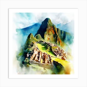 Watercolor of Machu Picchu, Peru 1 Art Print