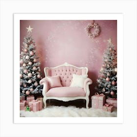 Pink Christmas Tree 8 Art Print