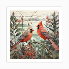 Bird In Nature Northern Cardinal 4 Art Print