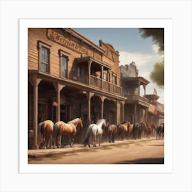 Horses In The West 2 Art Print