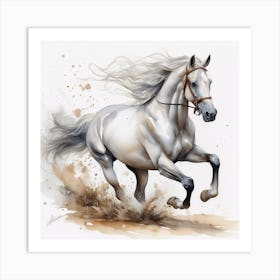 Horse Equine Gallop Animal Art Mammal Watercolor Painting Art Print